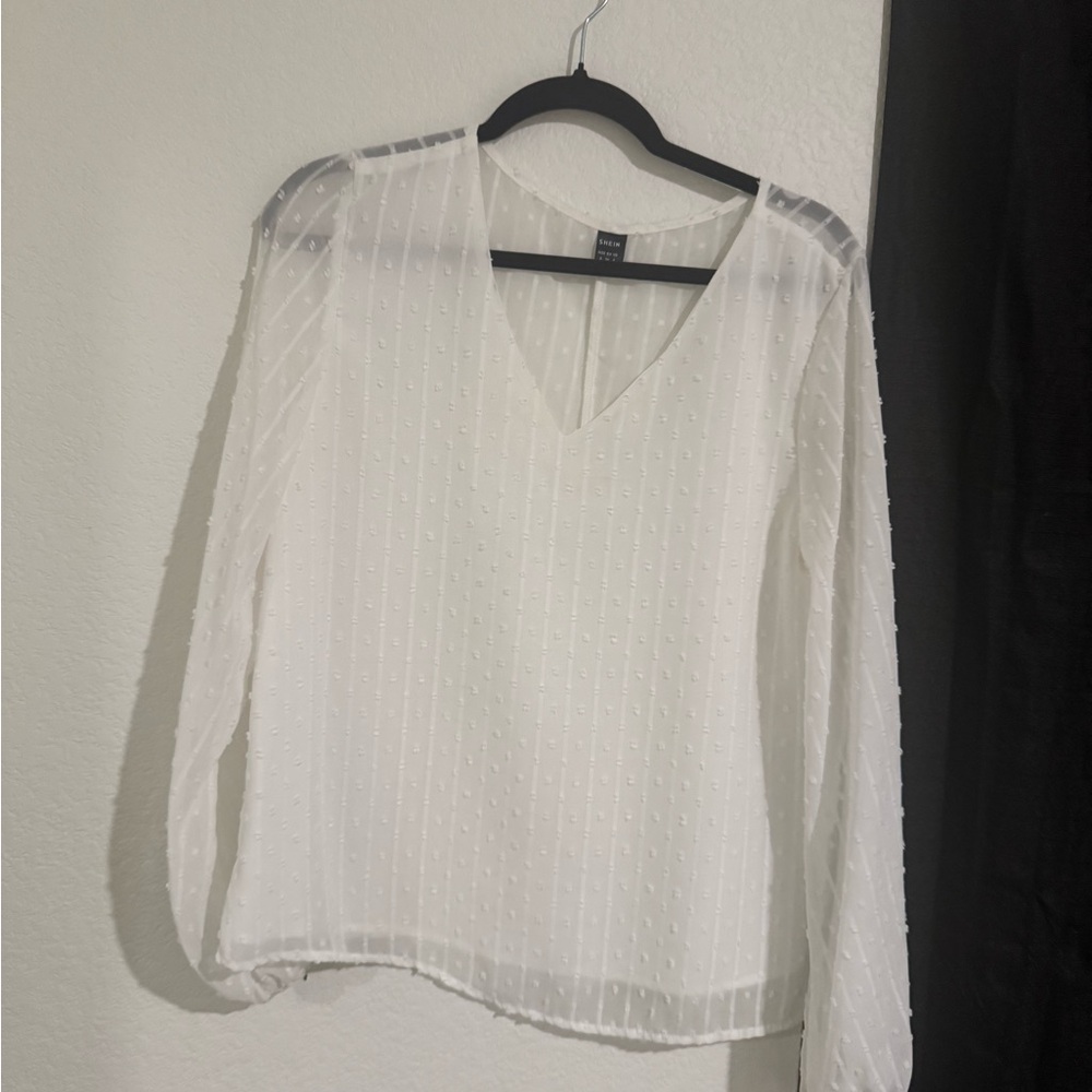 Elegant White V-Neck Blouse